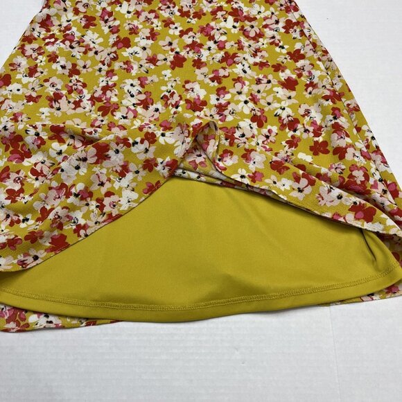 London Times Dress Womens 8 Yellow Floral Chiffon A Line Ruffle Sleeve Cottage - Picture 6 of 10